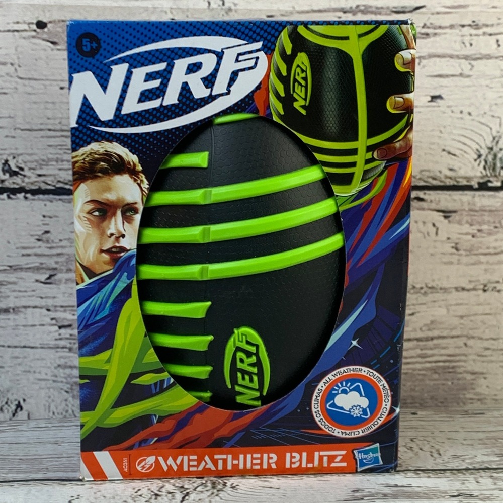 Nerf Weather‎ Blitz Football All Weather Grip Neon Green Accents NEW